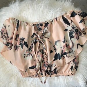 Floral Off Shoulder Cropped Blouse Size XS